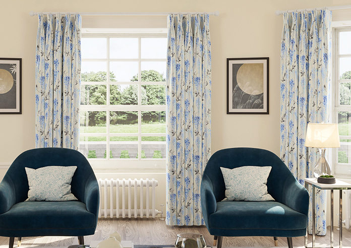 Wisteria Silk, Ink Blue - Made to Measure Curtains - Image 3